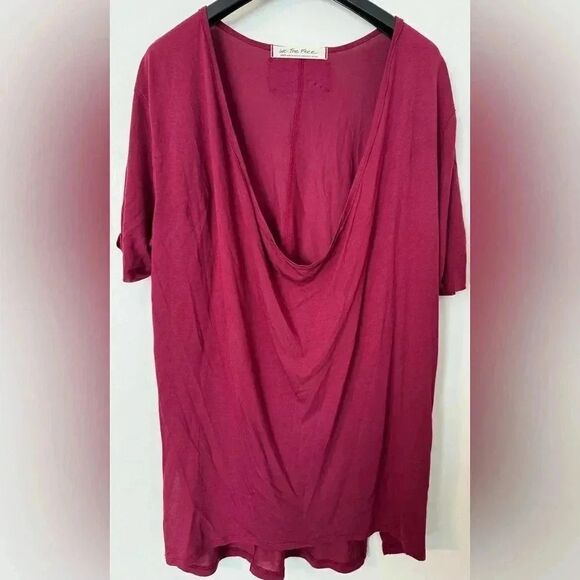 We The Free | Free People | Draped Top | Size Large | Pink Burgundy RN#66170 - Picture 1 of 7